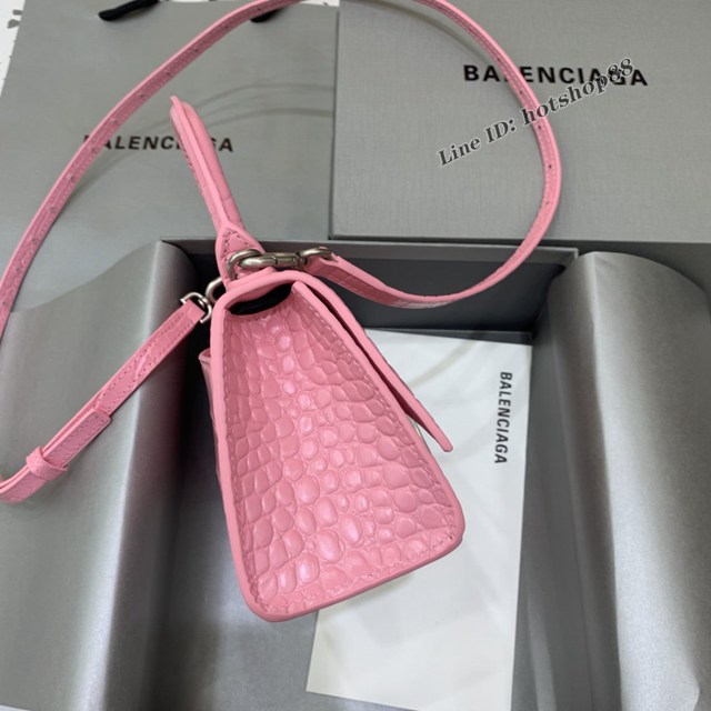 Balenciaga專櫃2022爆款mini號手提包 巴黎世家新粉鱷魚紋沙漏包 fyj1521